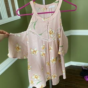 Floral cold shoulder top